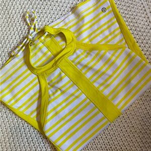 Lululemon Yellow and White Striped Halter Top